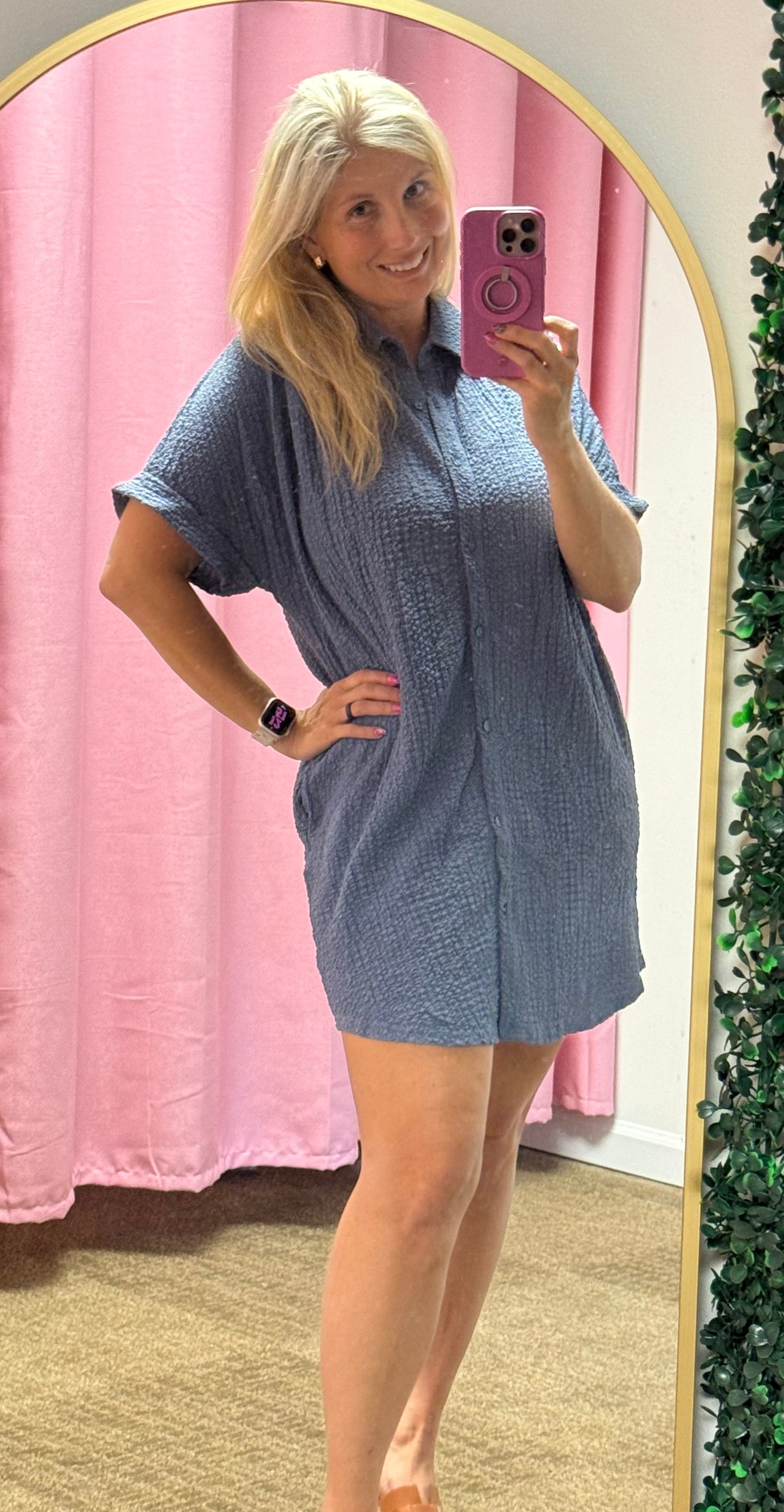 Boho Textured T-Shirt Dress - Dress