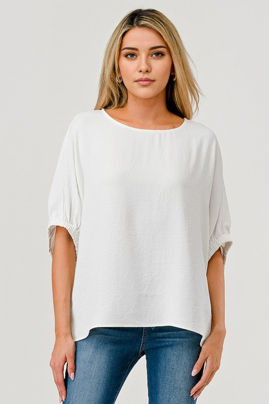 Essential Dolman Sleeve Flowy Top – Soft White - Women > Tops