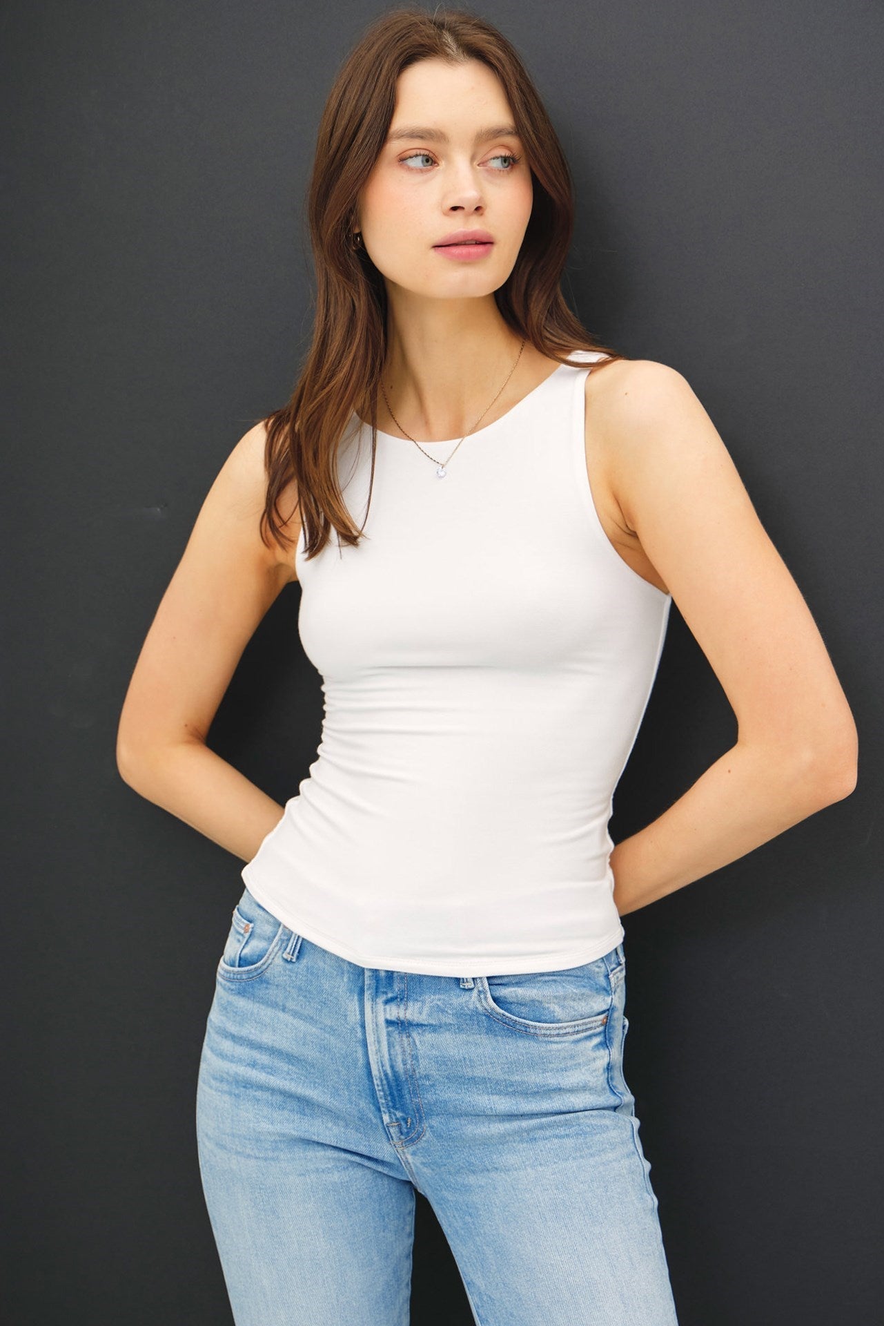 Essential Soft & Stretchy Boat Neck Tank - Tank