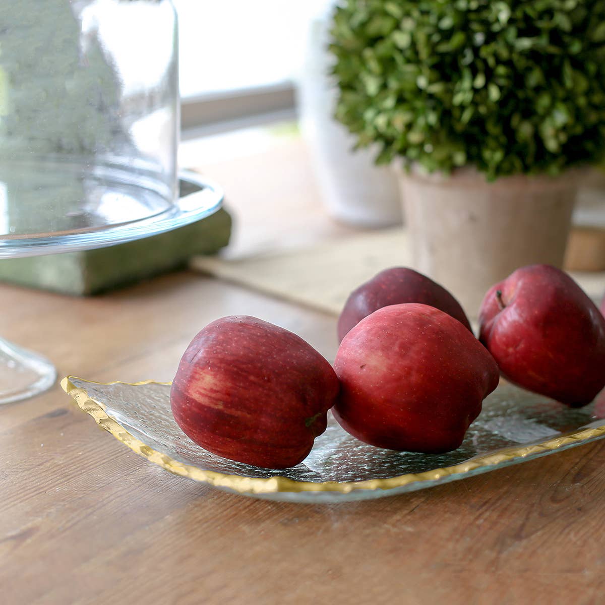 Fairbanks Rectangle Glass Platter – Elegant Clear & Gold (13.75x6’’)
