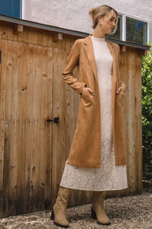 Faux Suede Duster - Skirt
