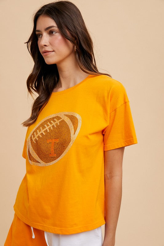Game Day Football Rhinestone Tee – Sparkle on the Sidelines - Shirt
