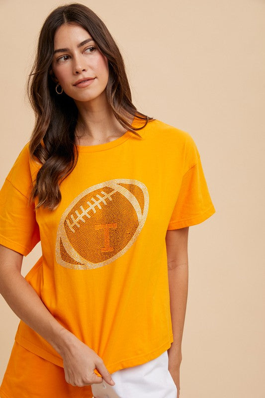 Game Day Football Rhinestone Tee – Sparkle on the Sidelines - Shirt