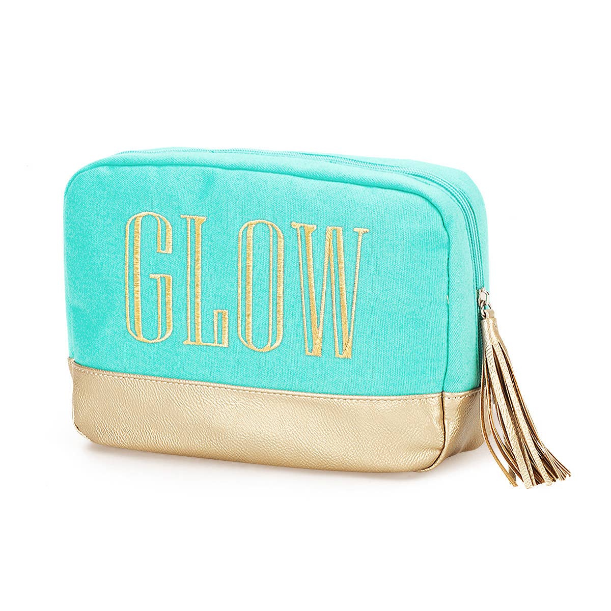 Gold Glow Cabana Cosmetic Bag - Mint