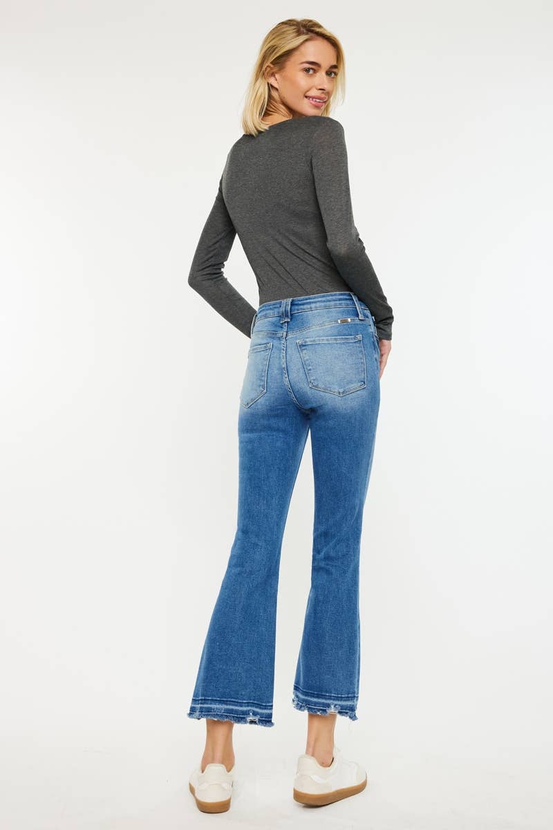 High Rise Crop Bootcut Jeans – Medium Wash - Jeans
