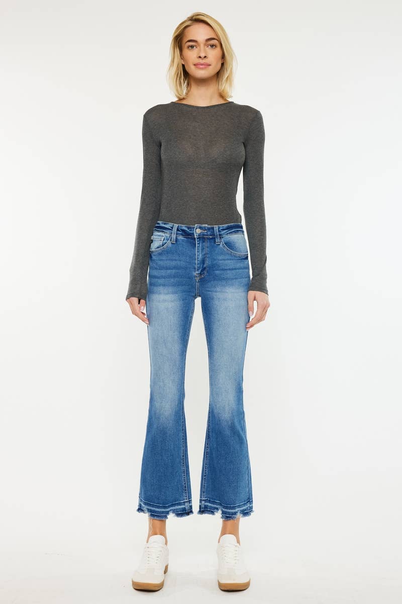 High Rise Crop Bootcut Jeans – Medium Wash - Jeans