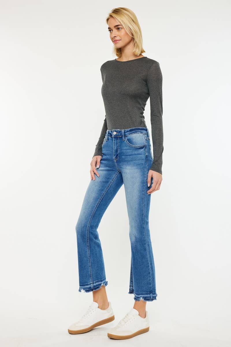 High Rise Crop Bootcut Jeans – Medium Wash - Jeans