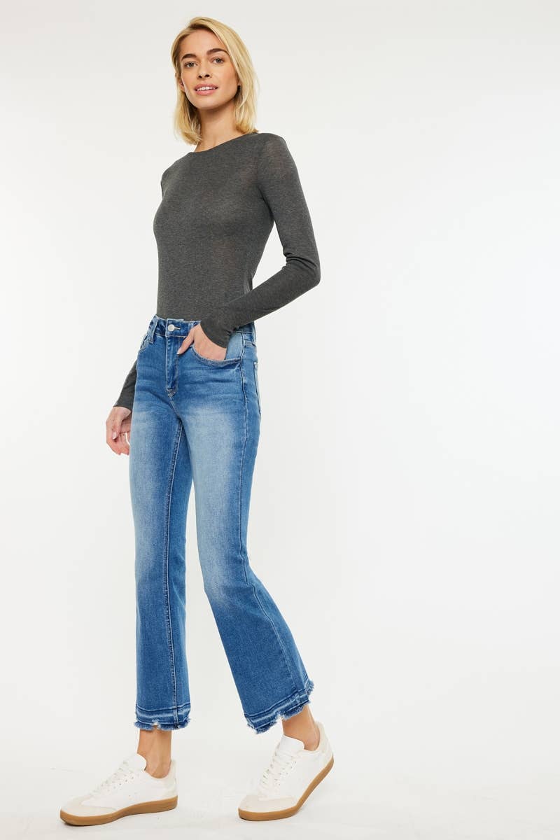 High Rise Crop Bootcut Jeans – Medium Wash - Jeans