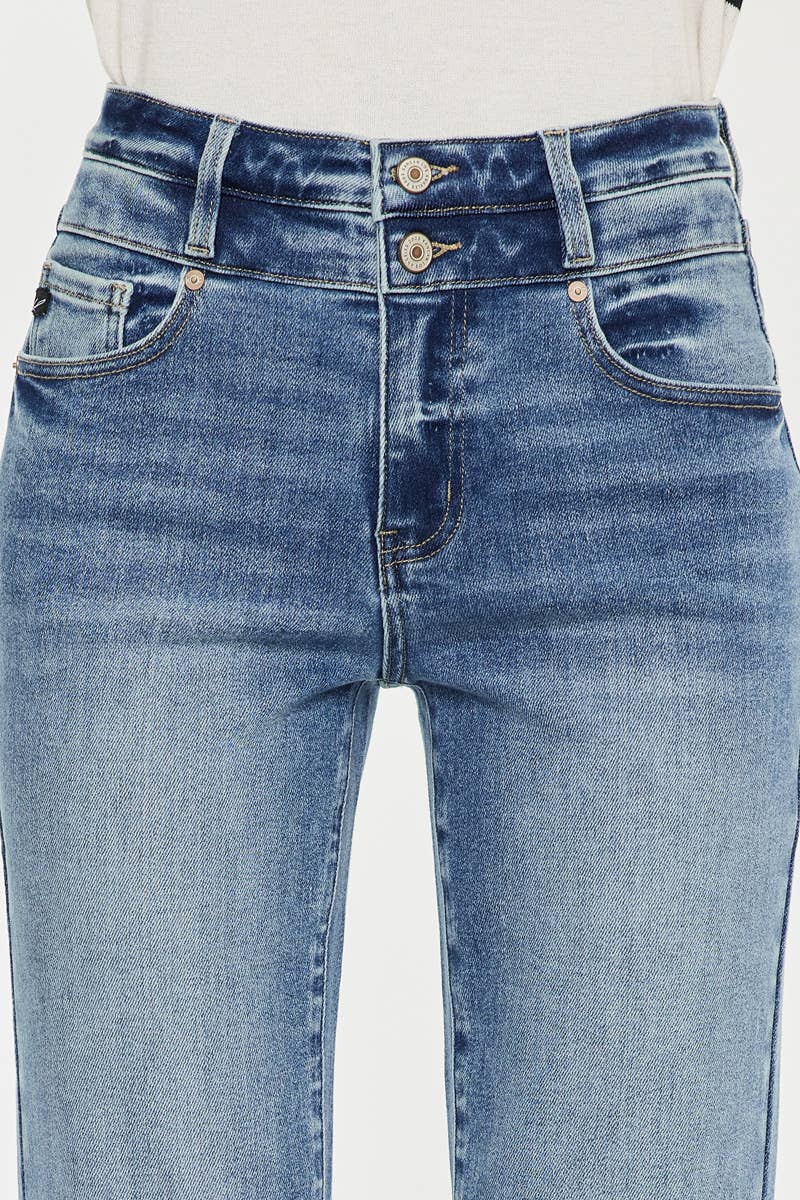High Rise Slim Straight Jeans - Medium Wash - Jeans
