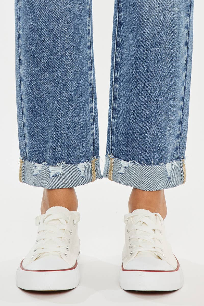 High Rise Slim Straight Jeans - Medium Wash - Jeans