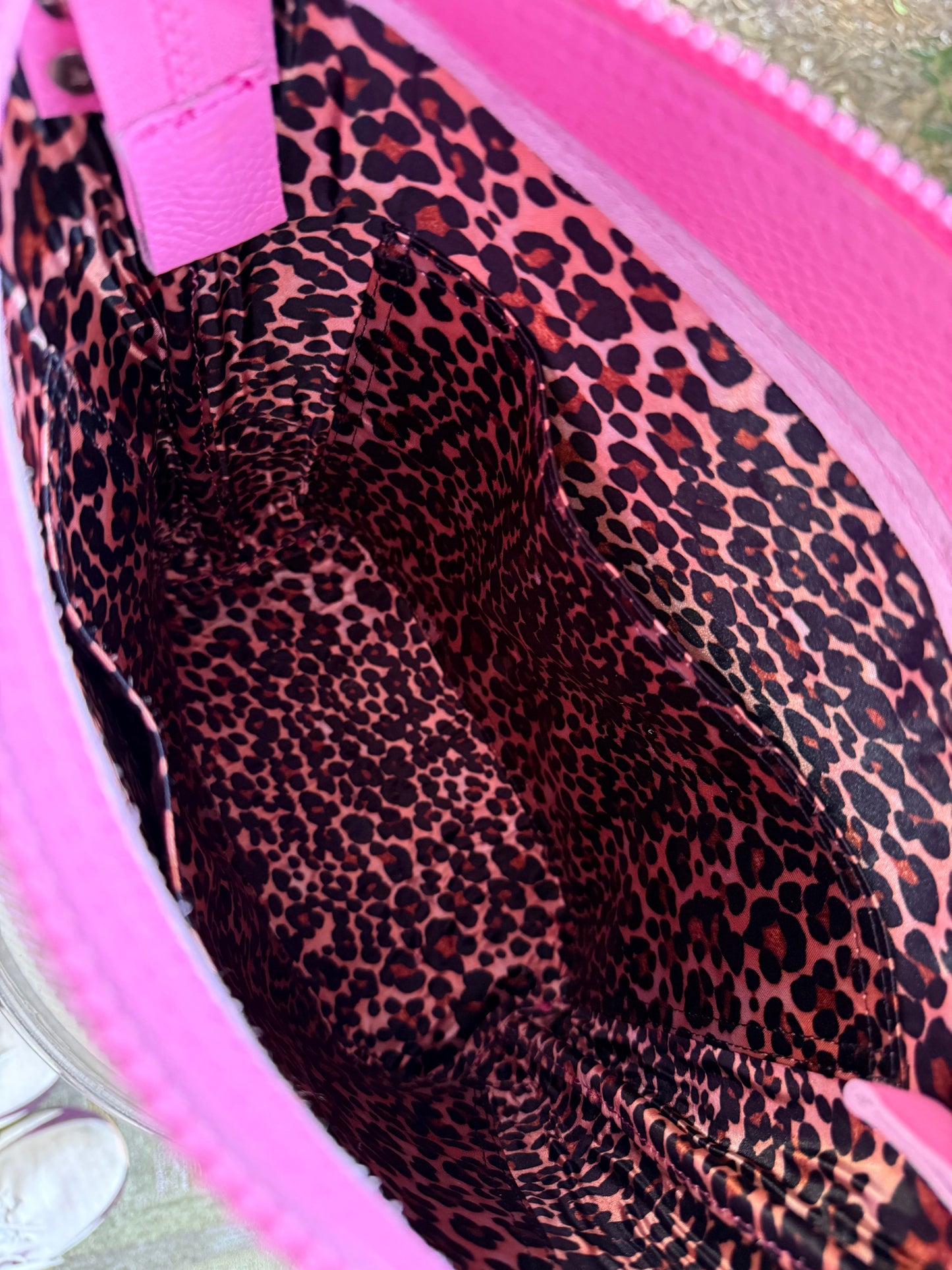 Jazzy Vivi Teen Bag – Pink Leather with Leopard Lining - Accessories