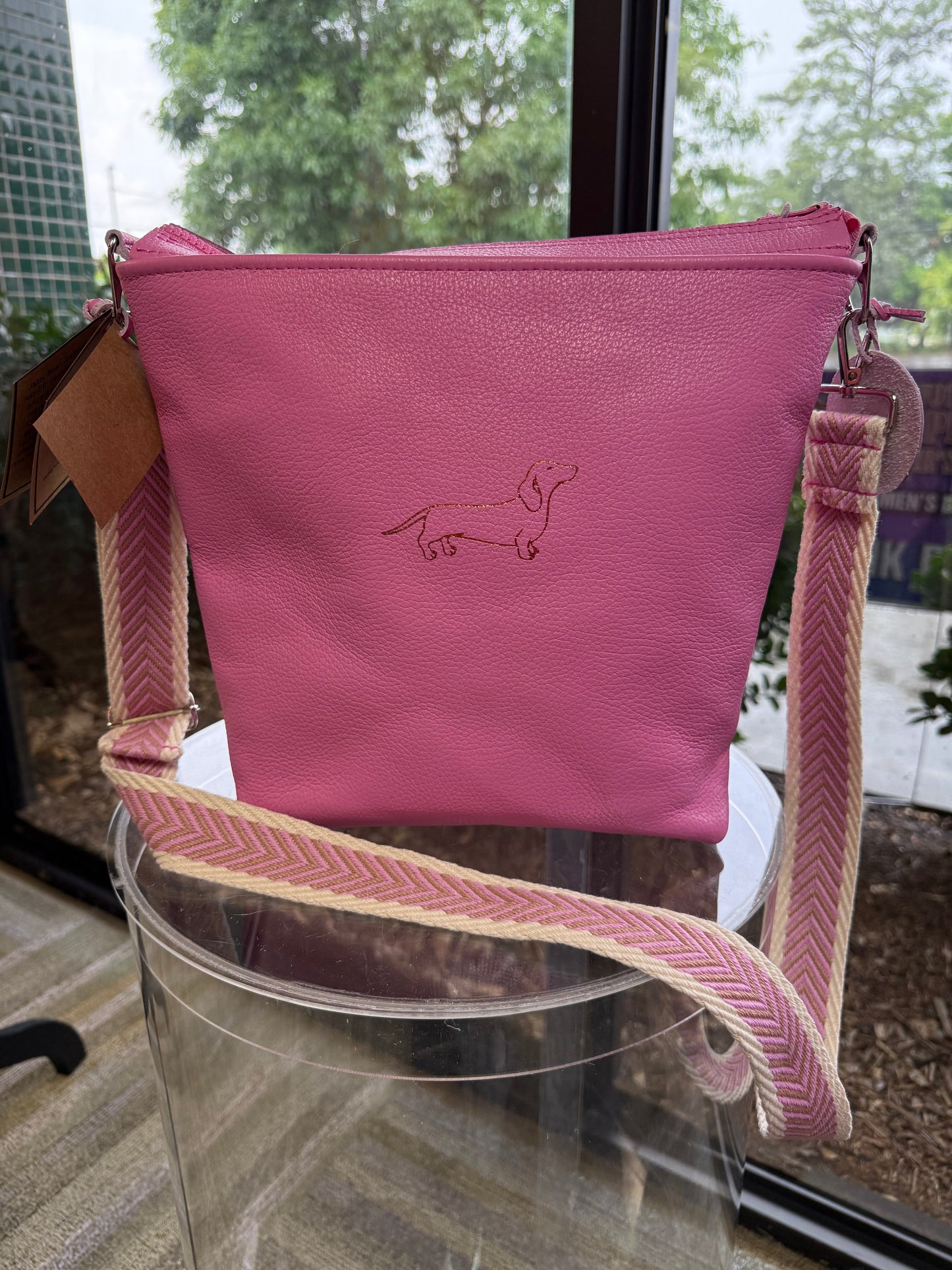 Jazzy Vivi Teen Bag – Pink Leather with Leopard Lining - Accessories