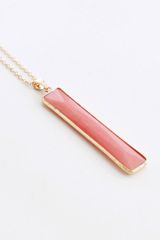 Natural Semi-Precious Stone Necklace – 27’’ Chain - Coral - Accessories