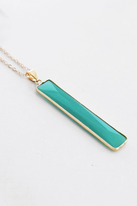 Natural Semi-Precious Stone Necklace – 27’’ Chain - Teal - Accessories