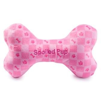 Pink Checker “Chewy” Vuiton Bone - Dog Toys
