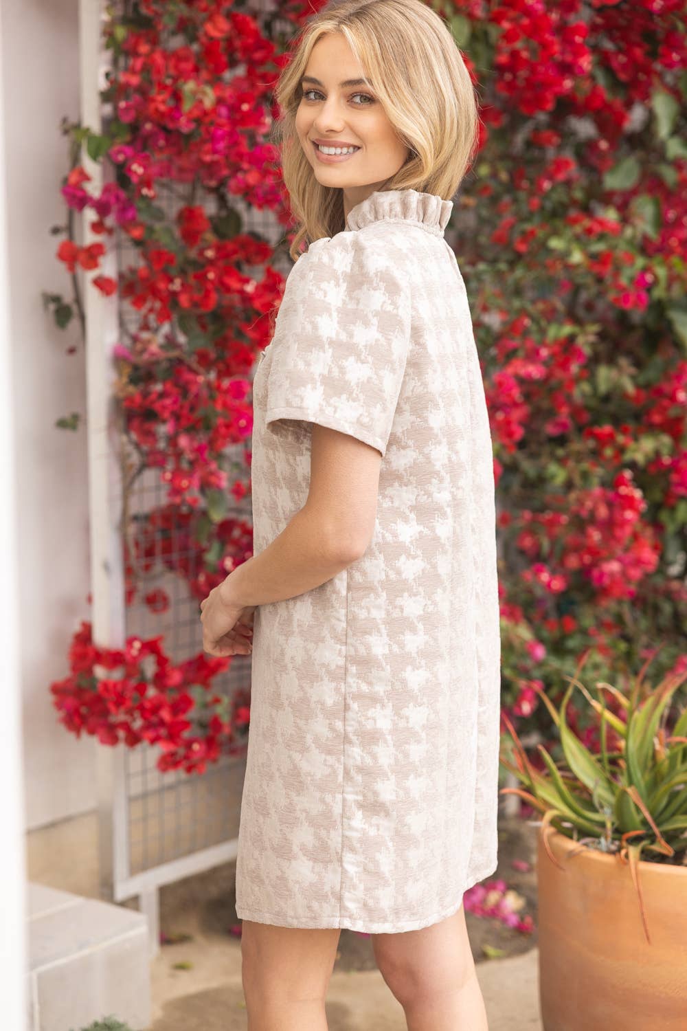 The Blair Houndstooth Shift Dress - Dress