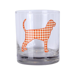 Coonhound Gingham Rocks Glass