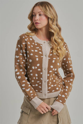 The Dappled Knit Cardigan | Premium Fawn Print Autumn Layer