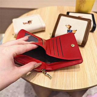 Embroidered Dachshund Zip Bifold Wallet