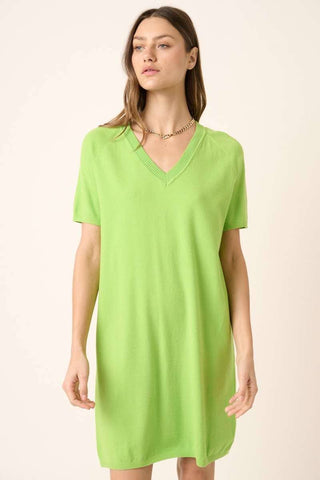 V NECK SWEATER DRESS
