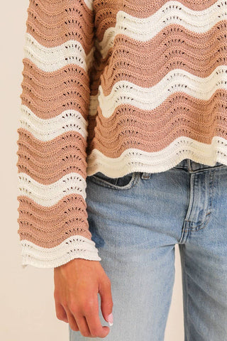 Wavy Textured Knit Spring Sweater