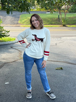 Georgia Game Day Dachshund Graphic Knit Sweater