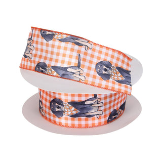 Bluetick Coonhound Plaid Pattern Ribbon