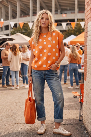 Gameday Polka Dot Sleeveless Knit Top