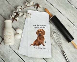 Red Dachshund Kitchen Towel, 100% Cotton