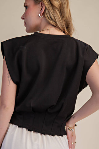 Sculpted Pleated Waist Minimalist Crop Top