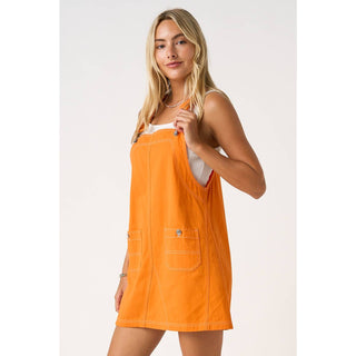 GAME DAY CONTRAST STITCH BIB OVERALL MINI DRESS
