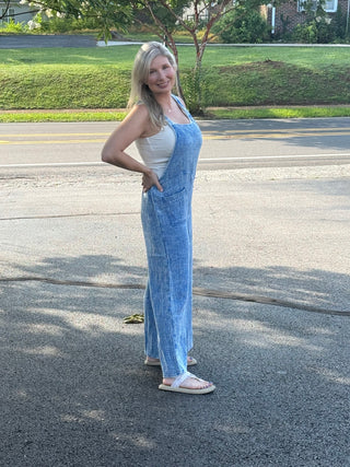 Boho Washed Double Gauze Wide-Leg Overalls
