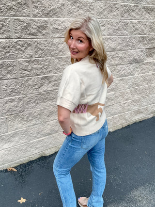The Camille Dachshund Intarsia Knit Top