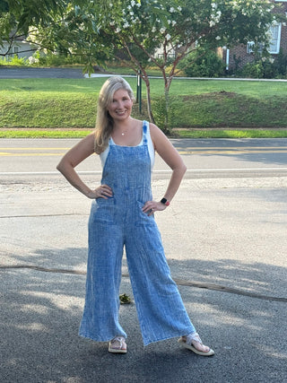 Boho Washed Double Gauze Wide-Leg Overalls