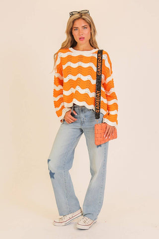Wavy Textured Knit Spring Sweater