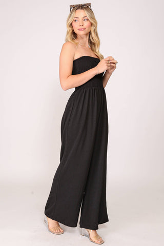 Smocked Strapless Jumpsuit