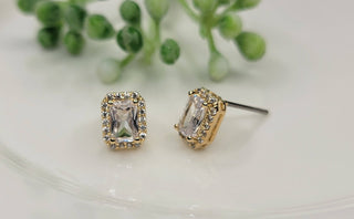 Rectangle Cubic Zirconia Earrings