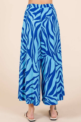 Electric Blue Zebra Wide Leg Pants