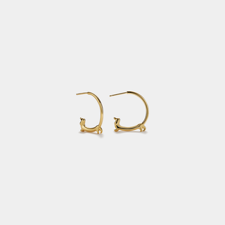 Gold-plated hoop earrings with dachshund design in sterling silver.