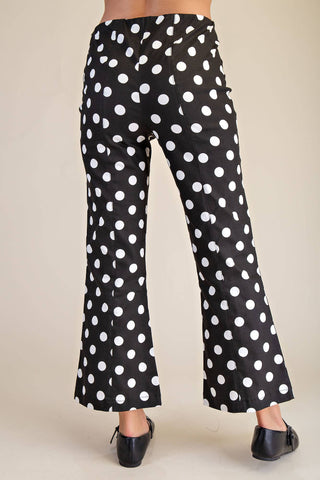 Chic High-Waisted Polka Dot Flare Crop Pants