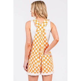 Tennessee Game Day Orange Checkered Bib Romper Overalls