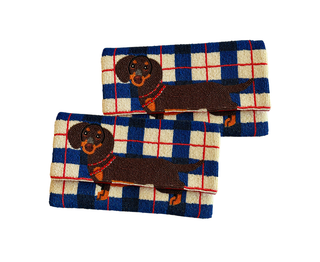 Lily Posh Hand-Beaded Dachshund Plaid Crossbody Clutch