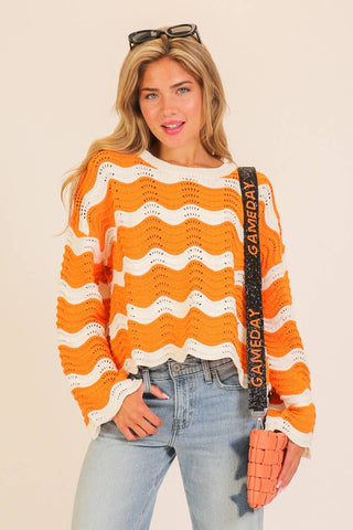 Wavy Textured Knit Spring Sweater