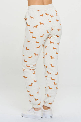 Cozy Mustard Dachshund Print Sweatpants – Cute Wiener Dog Joggers