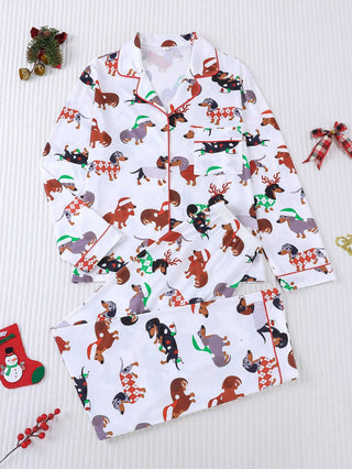 Merry Dachshund Long Sleeve Pajama Set