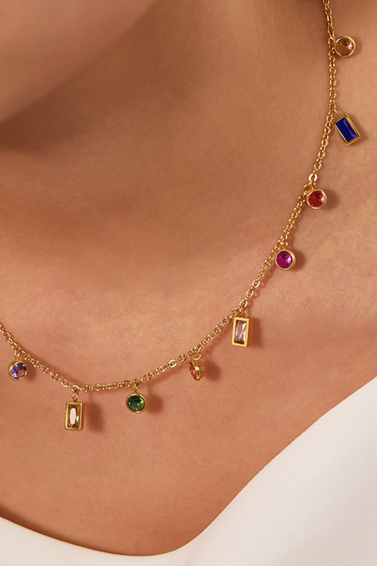 18K Gold Dipped Crystal Charm Necklace – Waterproof & Delicate - Accessories