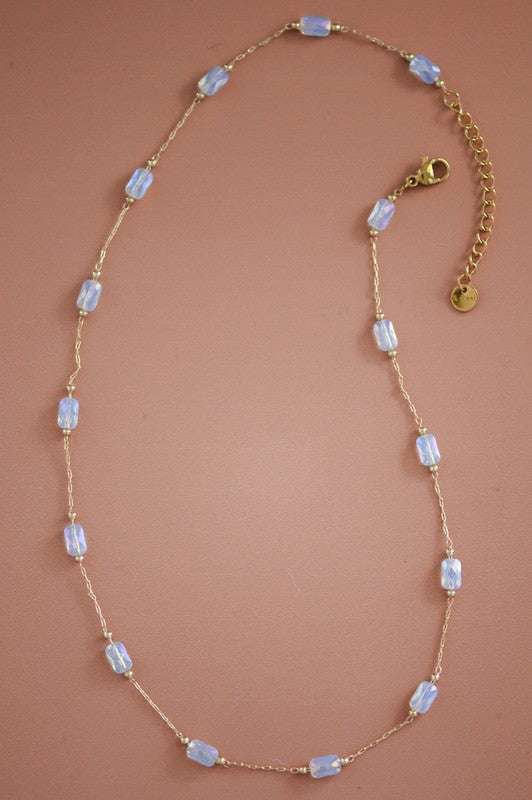 18K Gold Plated Beaded Crystal Chain Necklace – Waterproof & Tarnish-Free - Accessories