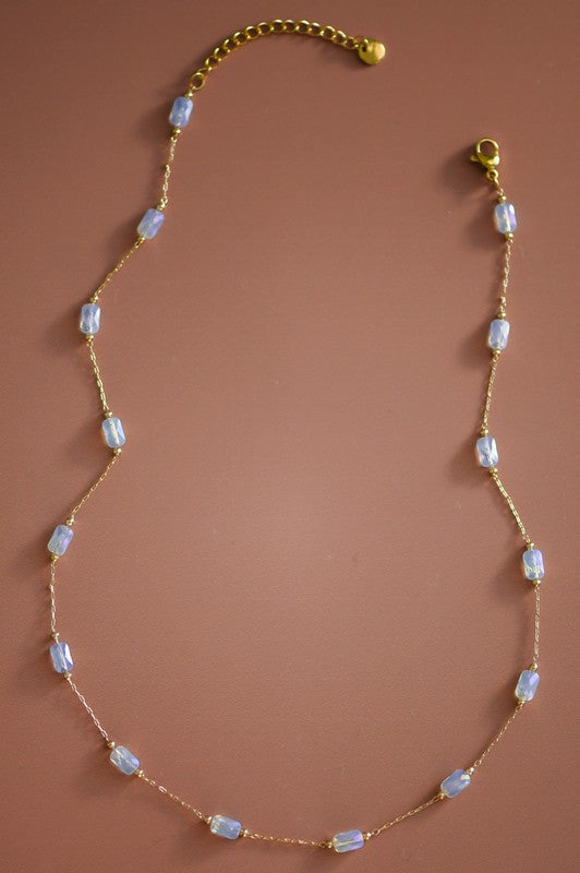 18K Gold Plated Beaded Crystal Chain Necklace – Waterproof & Tarnish-Free - Accessories
