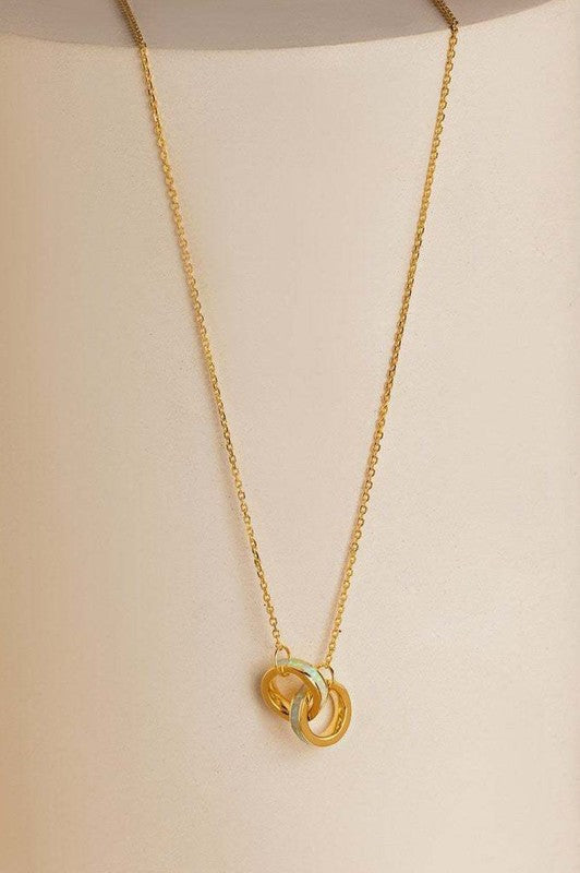 18K Gold Plated Opal Ring Pendant Necklace – Waterproof & Non-Tarnish - Accessories