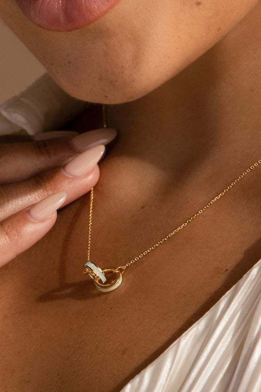 18K Gold Plated Opal Ring Pendant Necklace – Waterproof & Non-Tarnish - Accessories